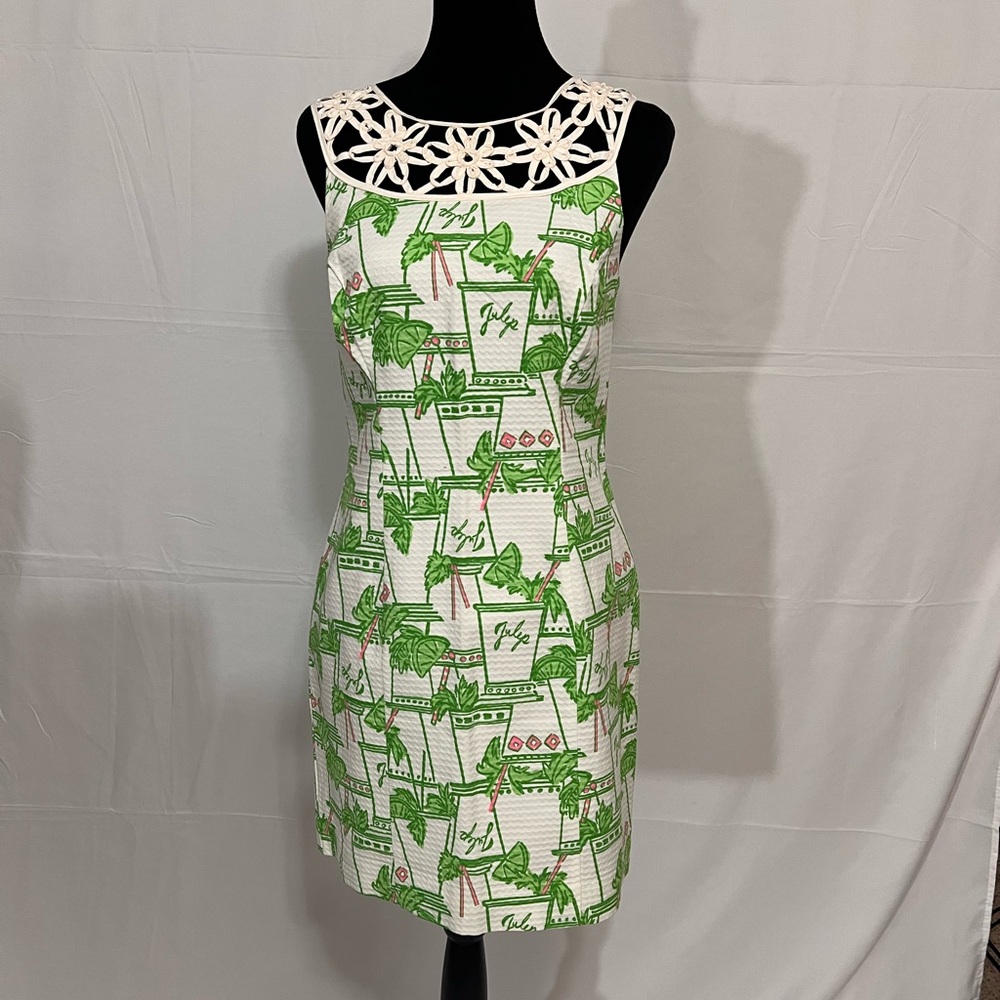 Lilly Pulitzer Green and White Tropical Mini Dress